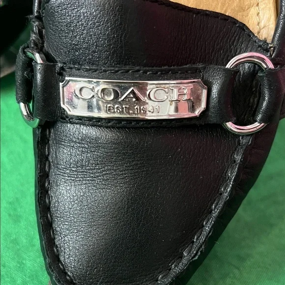Coach Black Leather Loafers with Silver Detail. Original - Picture 3 of 7